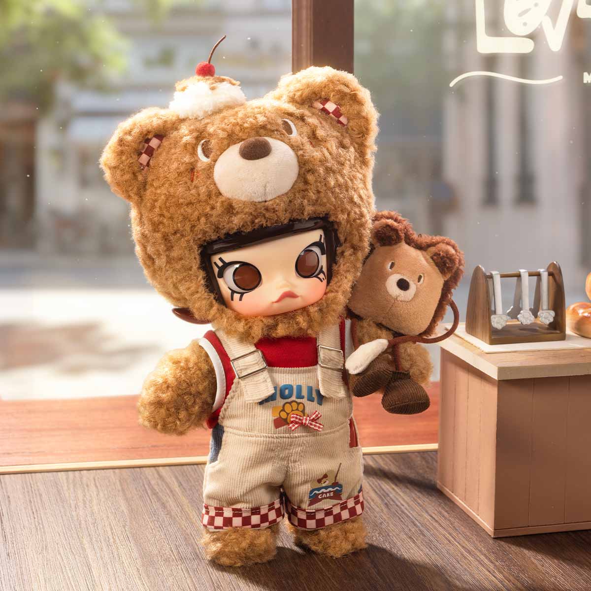 Bear Bread 1/8 Collectible Figure – Designer Art Toy with Plush Backpack & Retro Outfit - Image 4