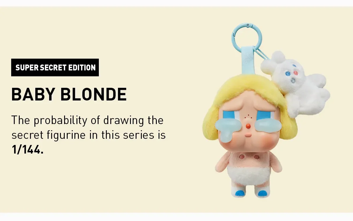 CRYBABY Crying Again Series – Baby Blonde Super Secret Edition Plush Keychain | Ultra-Rare 1/144 Collectible (13 cm) - Image 2