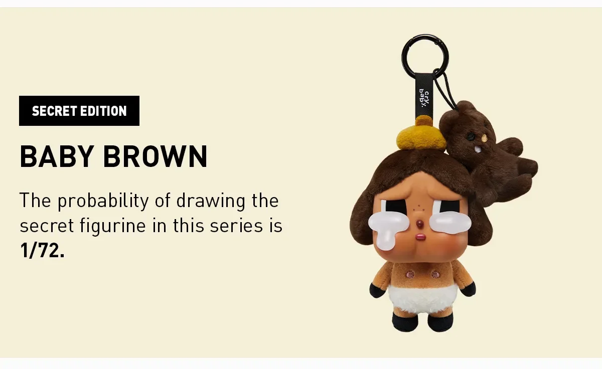 CRYBABY Crying Again Series – Baby Brown Secret Edition Plush Keychain | Rare 1/72 Collectible (13 cm) - Image 2